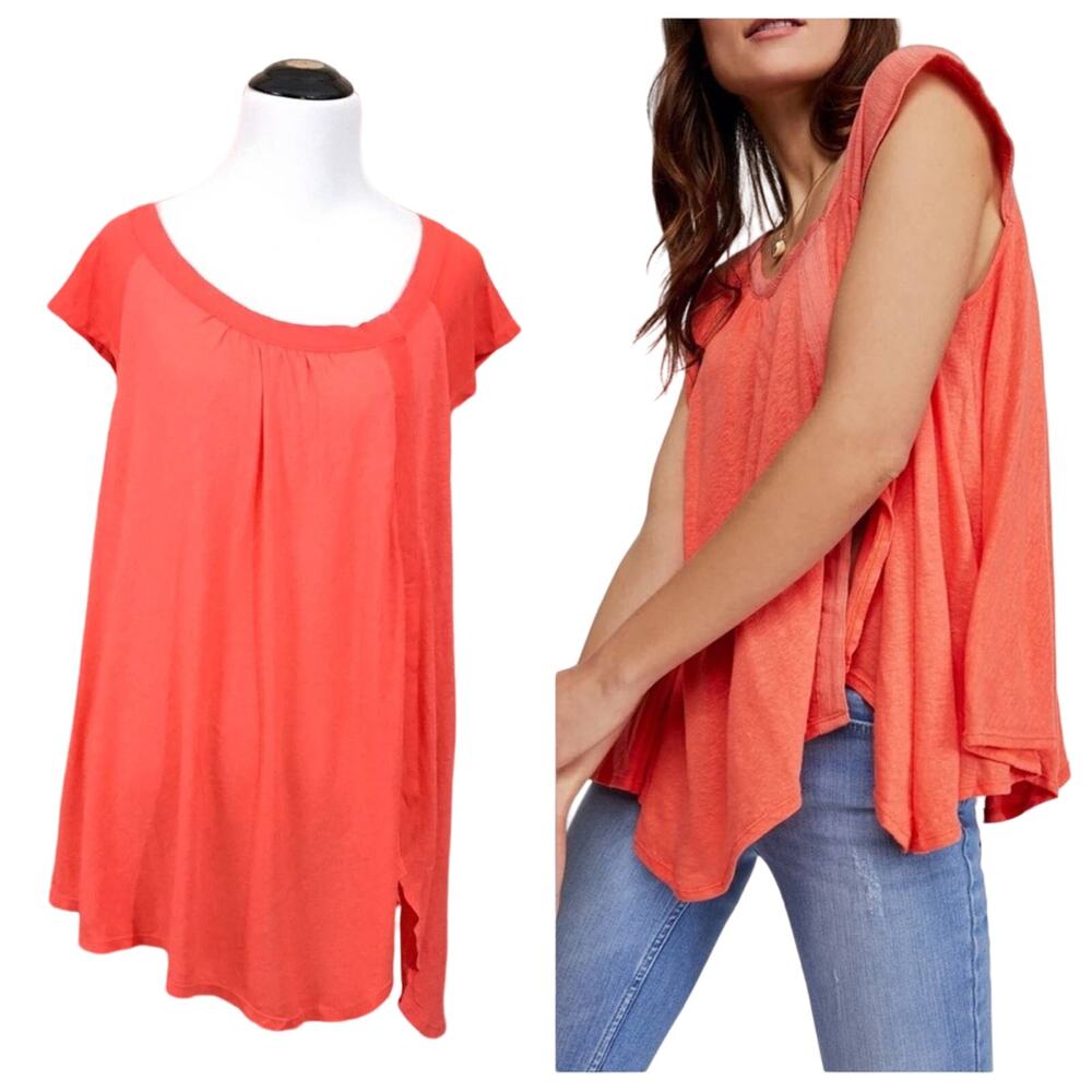 NWT Free People Keep it Casual Tee - Coral - XS